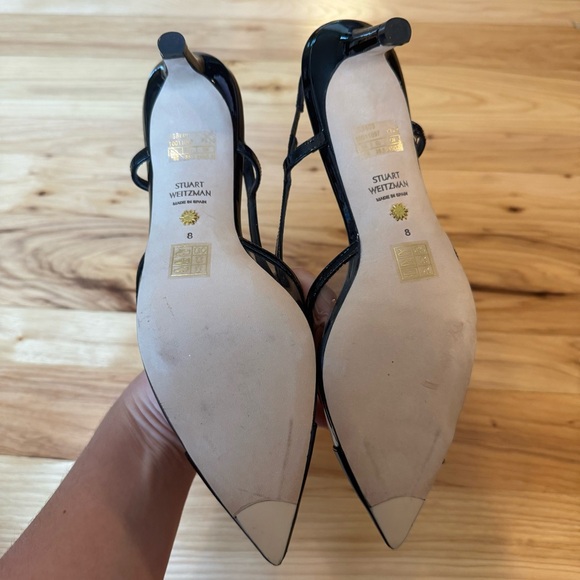 Stuart Weitzman Poudre Mondrian 50 Slingback PVC kitten heel Pumps in Black - Picture 11 of 13